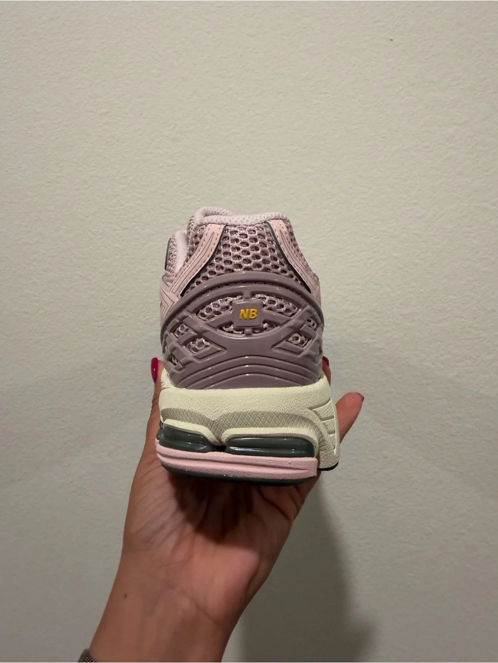 New Balance Pink Mesh Kids' Sneaker with Silver Logo